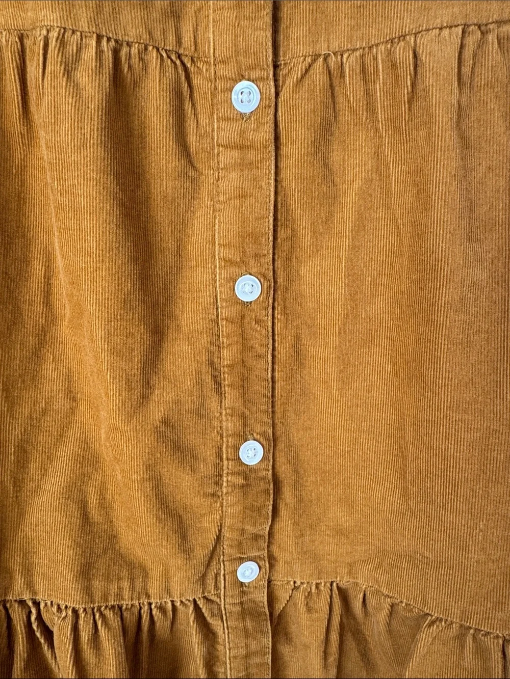 J. Crew NWT Mustard Yellow 100% Cotton Corduroy Tiered Button-Front Dress Size 8